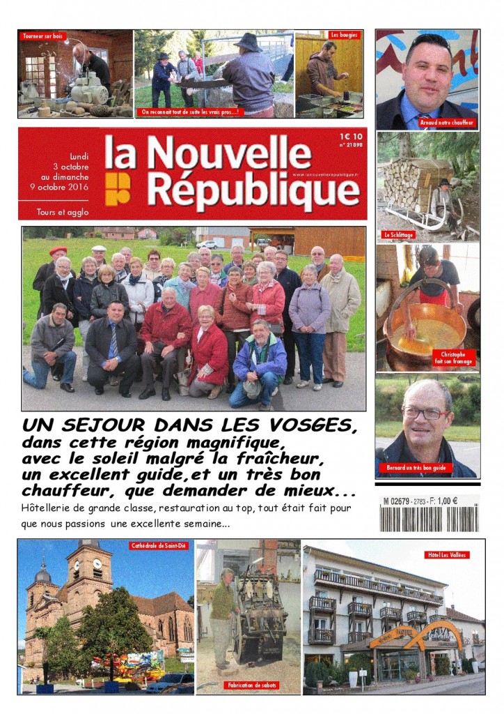 Amicale de retraités de la Nouvelle République, séjour dans les Vosges octobre 2016